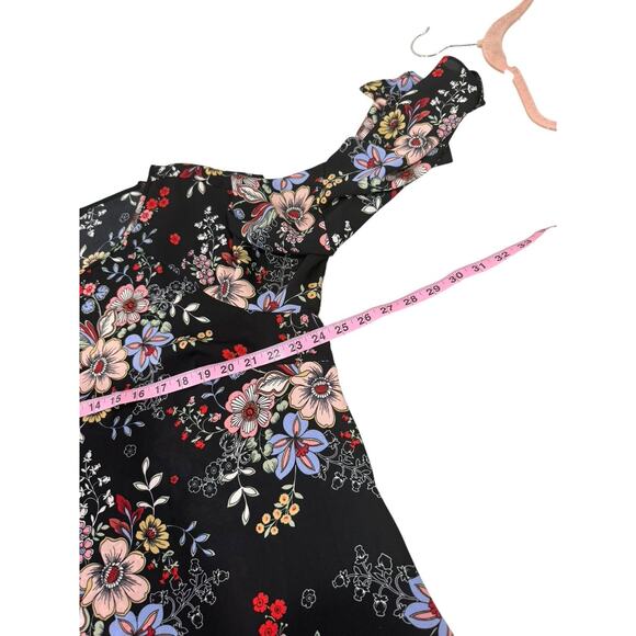 Zac & Rachel Plus Size Chiffon Black Floral Belle Sleeve Top Womens 2XL - Picture 6 of 7